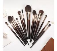 BP Beauty Pro Set of 14 BP Professional Makeup Brushes in a Leather Case - Luxury & Precision in Brown/Gold BP Beauty Pro Brown/Gold