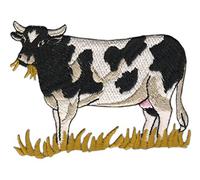 BP BRAUNERT PATCHES Cow in the Pasture Farm Sew-On Iron-On Patch Iron-On Patch Milky Cow Appliqué Patch Size 8 x 6.3 cm, black white
