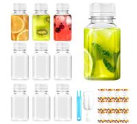 BPA-free 5oz/150ml Plastic Juice Bottles - 9 Mini Leak-proof Reusable Shot Bottles for Smoothie, Juice, Water, Milk (White)