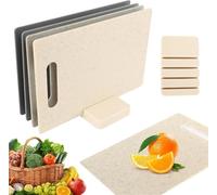 BPA Free Plastic Chopping Board Set - 4 Piece Cutting Board Set with Holder - Versatile for Meat, Deli, Veggies & Fruit