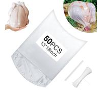 BPA-Free Poultry Shrink Bags 13x18'' 50 Pack Heat Shrink Wrap for Turkey Chicken Rabbit Freezer Safe with 50 Zip Ties & Silicone Straw by Hoqqf