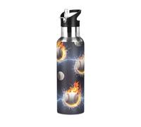 BPA-Free Sports Water Bottle 20 Oz, Insulated Water Bottle for Gym Outdoor Travel School, Baseballs Water Flames