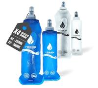 BPA-free water bottle for running, sports water bottle, reusable, very robust, pack of 4 (2 x 500 ml with back strap and 2 x 250 ml)