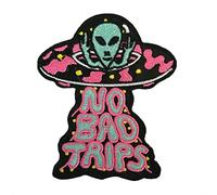 BPA UFO Alien Embroidered Patches Iron on or Sew on Patches for Clothing Jackets etc.-No Bad Trips