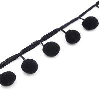 BPABDEITR Fringed Pearl Lace Polyester Cotton Trimming Ribbon Garment Curtain Multicolor 8 Yards(Black)