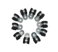 BPABDEITR Galvanized Iron Rubber Lined P Clip Hose Clamps 6-50mm 10 Pcs for Pipe Cable Wiring(8mm)