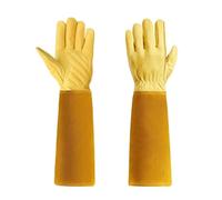 BPABDEITR Gardening Gloves Rose Pruning Long Gauntlet Goat Leather Yellow Multiple Sizes(L)