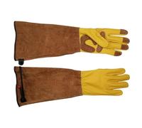 BPABDEITR Leather Rose Pruning Gauntlet Gardening Gloves(L)