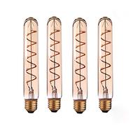 BPABDEITR Pack of 4 Dimmable LED Filament Bulbs T30 185mm Tubular Amber 2200K E27 - Energy Efficient Vintage Style Lighting