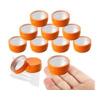 BPackGo 10 Pcs 10ml Red Round Aluminium Tin, Aluminum Tins with Screw Lids Clear Window, Aluminum Tin Cans, Lip Balm Tins, Small Metal Tins Pots Container for Candles, Cream, Powder, Cosmetics