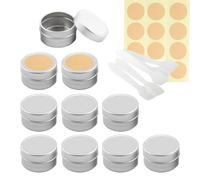 BPackGo 10 Pcs 5ml Round Silver Aluminium Tin with Slip Lids, Aluminum Tin Cans, Lip Balm Tins, Small Metal Tins Pots Container for Caldle Salves CreamD28mm x H17mm