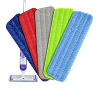 BPAWA Microfibre Mop Pad Replacement - 5Pcs 15.5" Reusable Washable Cleaning Pads Refills Wet Dry Heads Cloths for All 12-15 inches Hook and Loop Attached Flat Dust Spray Mops for Floors