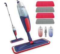 BPAWA Spray Mops for Cleaning Floors: Microfibre Mop with 4 Washable Pads | Wet Dry Mopping for Hardwood Laminate Wood Tile Vinyl kitchen Bathroom Hard surfaces, 2 Refillable Bottle, 360° Rotating Head