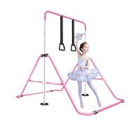 BPB Gymnastics Bars, Folding Horizontal Bar Gymnastics Training Equipment, Junior Training Kip Bar Adjustable Height with Gymnastic Rings for Kids Expandable Gymnastics Training Bar