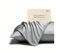 BPC 100% Mulberry Silk Pillowcases 2 Pack, Grade 6A ClimaSilk™ Silk Pillow Cases King Size, Both Sides, 600 Thread Count, with Hidden Zipper (20"x36", Frost Gray)