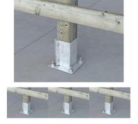 BPC Fixings Powapost Galvanised Bolt Down Post Shoe 2-Piece Set, 75 mm Length x 75 mm Width (Pack of 4)