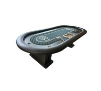 BPC Professional Poker Table, Black Leather, Custom Built with metalic Chip Tray, Tournament Style, Wireless charging station for all the players, drop box and tip box