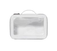 BPerfect Skin Studio Double-Layered Travel Bag - Sleek White PU Leather Cosmetic Case with Transparent Windows - Premium Quality Skincare & Makeup Organiser - Slim, Durable & Stylish Design