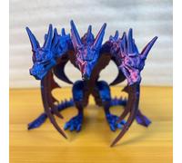 Bpetga 3D Printed Three Headed Dragon Joint Mobility - Lifelike Display Desktop Decoration for Dragon Enthusiasts (Purple;)