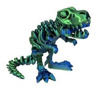 Bpetga Realistic T-Rex Dinosaur Skull with Articulated Jaws - 3D Printed Dino Model for Display (Green)