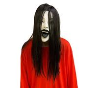 Bpetga Scary Banshees Ghost Mask with Black Hair for Haunted House Performance Halloween Party