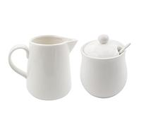 BPFY 11oz Cream Color Ceramic Cream and Sugar Set, Coffee Serving Sets, Sugar Bowl with Lid and Spoon, Cream Pitcher, Cream Jug Sugar Jar
