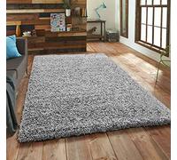 BPI Silver grey Shaggy Rug for living room bedroom kitchen lounge kids room size 80 x 150 cm 2ft 6'' x 5ft