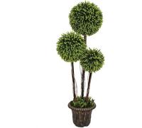 BPIL 4 Ft Artificial Boxwood Topiary Tree, Fake Greenery Plants Triple Ball Tree, Leaves & Cement-Filled Plastic Flower Pot Decorative Trees for Home, Office, Indoor and Outdoor Use