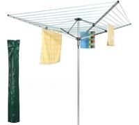 BPIL 60M Premium Heavy Duty Outdoor Rotary Clothes Airer/Dryer with Metal Ground Spike & Waterproof Cover | 4 Arms, Sturdy Steel Construction, UV Resistant, Ideal for Large Laundry Loads
