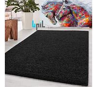 BPIL EXTRA THICK HEAVY 5CM PILE SOFT LUXURIOUS SHAGGY MODERN AREA BEDROOM HALL RUG RUNNER MAT SMALL - XX LARGE (black, 60x110cm)