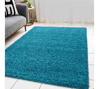 BPIL Living Room Rugs - 5cm Extra Thick Shaggy Rug - Soft Plain Area Rug, Luxurious Modern Carpet for Hall, Bedroom, Kitchen (Teal Blue, 60x110cm)
