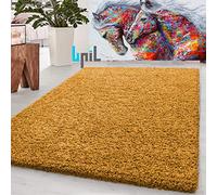 BPIL Living Room Rugs - 5cm Extra Thick Shaggy Rug - Soft Plain Area Rug, Luxurious Modern Carpet for Hall, Bedroom, Kitchen (Gold, 160x230cm)