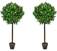 BPIL PAIR of Artificial Bay Laurel Trees - 4ft high Tree with real wood trunk and natural leaf
