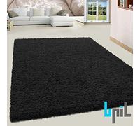 BPIL SHAGGY RUGS SOFT PLAIN Thick 5CM TWISTED PILE ANITSKID SMALL MEDIAM LARGE AREA RUGS (BLACK, 120X170CM)