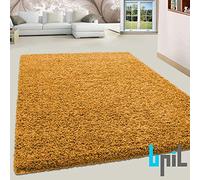 BPIL SHAGGY RUGS SOFT PLAIN Thick 5CM TWISTED PILE ANITSKID SMALL MEDIAM LARGE AREA RUGS (GOLD, 160X230CM)