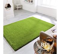 BPIL Shaggy Rugs Soft plain Thick Pile Large Small Antiskid Area Rug Green Color Size (60x110cm)