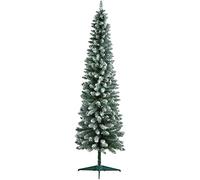 BPIL Snowy Flocked Pencil Slim Artificial Christmas Tree, 5FT/6FT/7FT, Snow-Tipped, Compact Slimline Xmas Decoration with Stand for Home and Office - Premium Quality PVC Material (5FT-150CM)