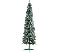 BPIL Snowy Flocked Pencil Slim Artificial Christmas Xmas 5FT/6FT/7FT Tree Slim Beautiful Decoration Snow Tipped Pencil Christmas Tree (6FT-180CM)