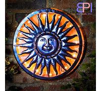 BPIL Solar Powered Metal Sun Garden Ornaments, LED Light, Outdoor Decorative Wall Art for Patio, Balcony, or Garden - Easy Installation, Weatherproof