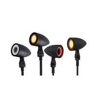 Bpjikxf Motorcycle Headlight Front Rear LED Motorcycle Bullet Indicator Turn Signal Light 3 In 1 Running Brake Taillight Retro Integrated Light(4Piece White Red)