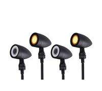 Bpjikxf Motorcycle Headlight Front Rear LED Motorcycle Bullet Indicator Turn Signal Light 3 In 1 Running Brake Taillight Retro Integrated Light(4Piece Amber White)