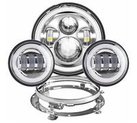 Bpjikxf Motorcycle Headlight Motorcycle 7 Inch LED Headlight With 4-1/2" 4.5inch Auxiliary Fog Passing Light Mp For Touring For Electra For Glide(Chrome Set DRL)
