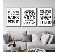 BPJSTU Black White Inspirational Quotes Posters Minimalist Print Canvas Painting Wall Art for Living Room Modern Home Decor(50x70cm/3PCS Frameless)