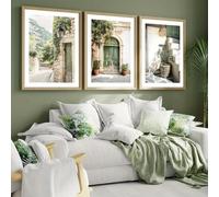BPJSTU Boho Wall arts, Green Boho Door Mallorca Posters, Olive Tree Flower and Plant Theme Photography Wall Art, Home Decor(30x40cm/3PCS Frameless)