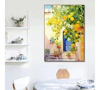 BPJSTU Italian Lemon Olive Tree Retro Mediterranean Greece Landscape Poster Canvas Painting Wall Art Pictures Home Decor(30x45cm/Frameless)