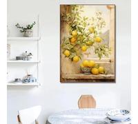 BPJSTU Italian Lemon Olive Tree Retro Mediterranean Greece Landscape Poster Canvas Painting Wall Art Pictures Home Decor(70x100cm/Frameless)