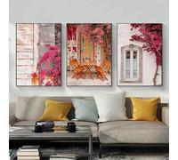 BPJSTU Modern Landscape Mediterranean Greece Italian Begonia Olive Tree Landscape Poster Canvas Paintings Wall Art Home Decor(50x70cm/3PCS Frameless)