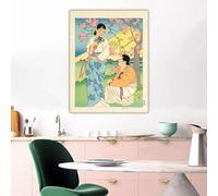 BPJSTU Paul Jacoulet In the Reserve Gardens of the Palace Classical Canvas Prints Painting Picture Wall Decor Home Decoration(50x70cm/Frameless)