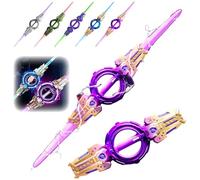 Bpoeee LED Light Up Sword, 7 Colour Changing LED Lights, Expandable Design with Motion-Sensitive Sound Effects, Auto-Eject Sheath, Realistic Handle, Ideal for Cosplay & Party Fun (Purple Gold)