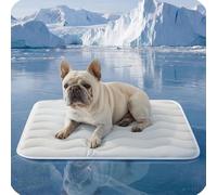 Bpoeee Pet Cooling Ice Silk Mat - Breathable Summer Cooling Pet Bed Pad for Dogs & Cats, Washable Lightweight Sleeping Cushion for Indoor Outdoor Use, Anti-Heat Cooling Crate Sofa Mat (Light Gray,M)
